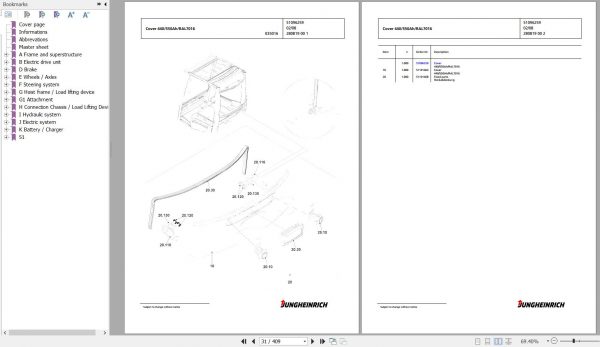 Jungheinrich Forklift EFG 216k GE120 500DZ Spare Parts Manual FN426967 2