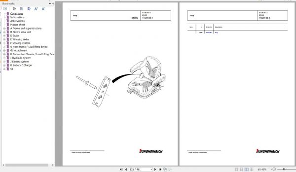 Jungheinrich Forklift EFG 216k GE160 600DZ Spare Parts Manual FN427013 2
