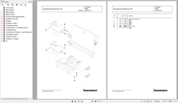Jungheinrich Forklift EFG 218 GE100 450DZ Spare Parts Manual FN427269 2