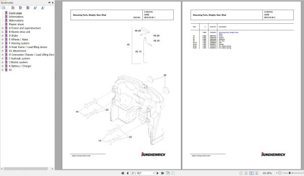 Jungheinrich Forklift EFG 218 GE115 500DZ Spare Parts Manual FN427096 2