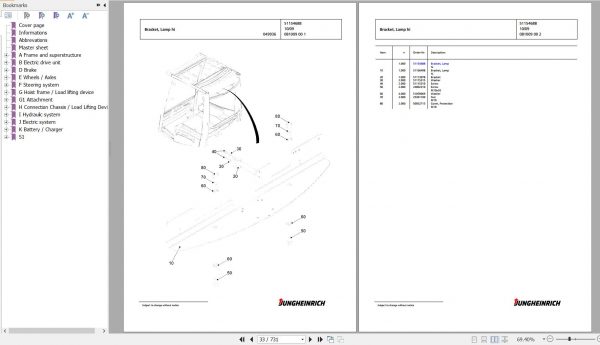Jungheinrich Forklift EFG 218 GE115 650DZ Spare Parts Manual FN595578 2