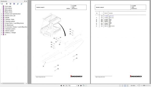 Jungheinrich Forklift EFG 218 GE115 650DZ Spare Parts Manual FN595579 2