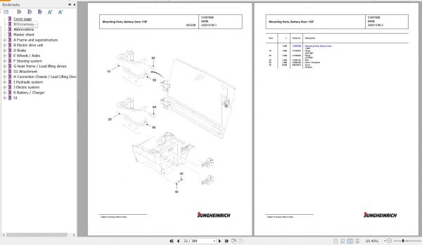 Jungheinrich Forklift EFG 218k G 330ZZ Spare Parts Manual FN426950 2