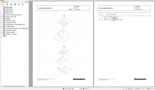 Jungheinrich Forklift EFG 218k GE120 360ZZ Spare Parts Manual FN426568 2