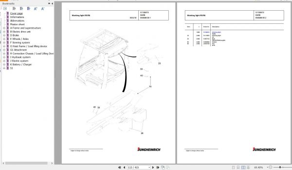 Jungheinrich Forklift EFG 218k GE160 450DZ Spare Parts Manual FN426543 2