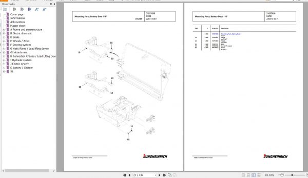 Jungheinrich Forklift EFG 220 G100 450DZ Spare Parts Manual FN426929 2