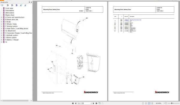 Jungheinrich Forklift EFG 220 GE115 450DZ Spare Parts Manual FN426930 2