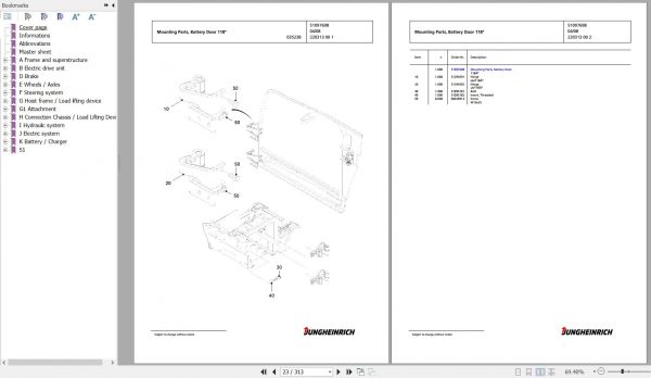 Jungheinrich Forklift EFG 220 GE115 450ZT Spare Parts Manual FN427257 2