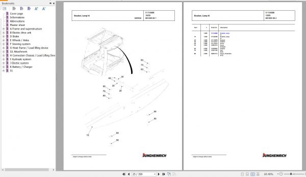 Jungheinrich Forklift EFG 220 GE115 464DZ Spare Parts Manual FN595580 2