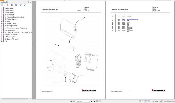 Jungheinrich Forklift EFG 220 GE115 500DZ Spare Parts Manual FN426813 2