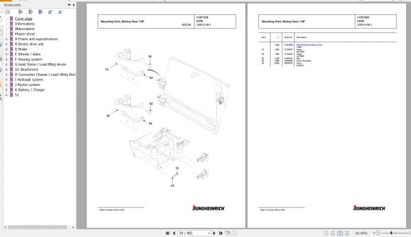 Jungheinrich Forklift EFG 220 GE115 500DZ Spare Parts Manual FN426815 2