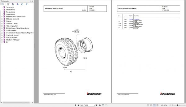 Jungheinrich Forklift EFG 220 GE115 500DZ Spare Parts Manual FN427203 3