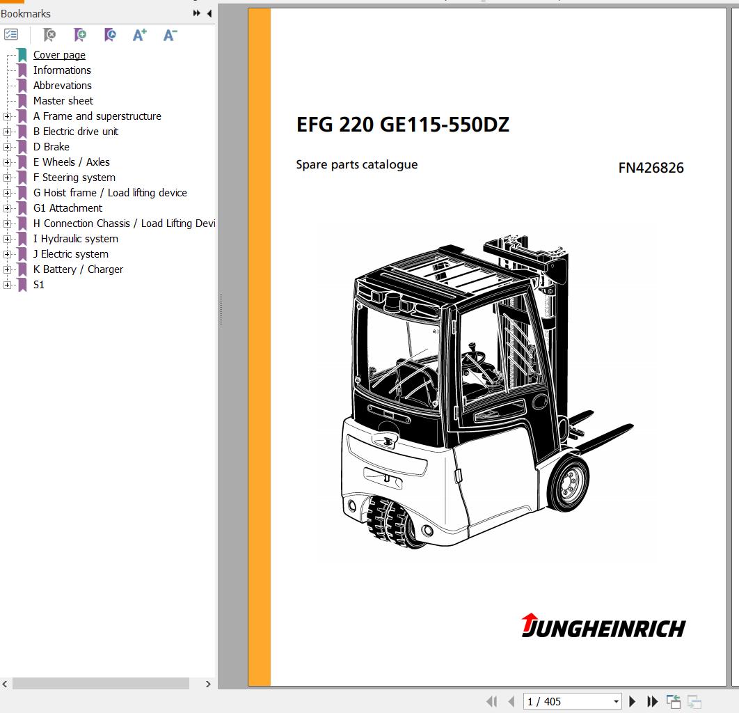 Jungheinrich Forklift EFG 220 GE115 550DZ Spare Parts Manual FN426826 1