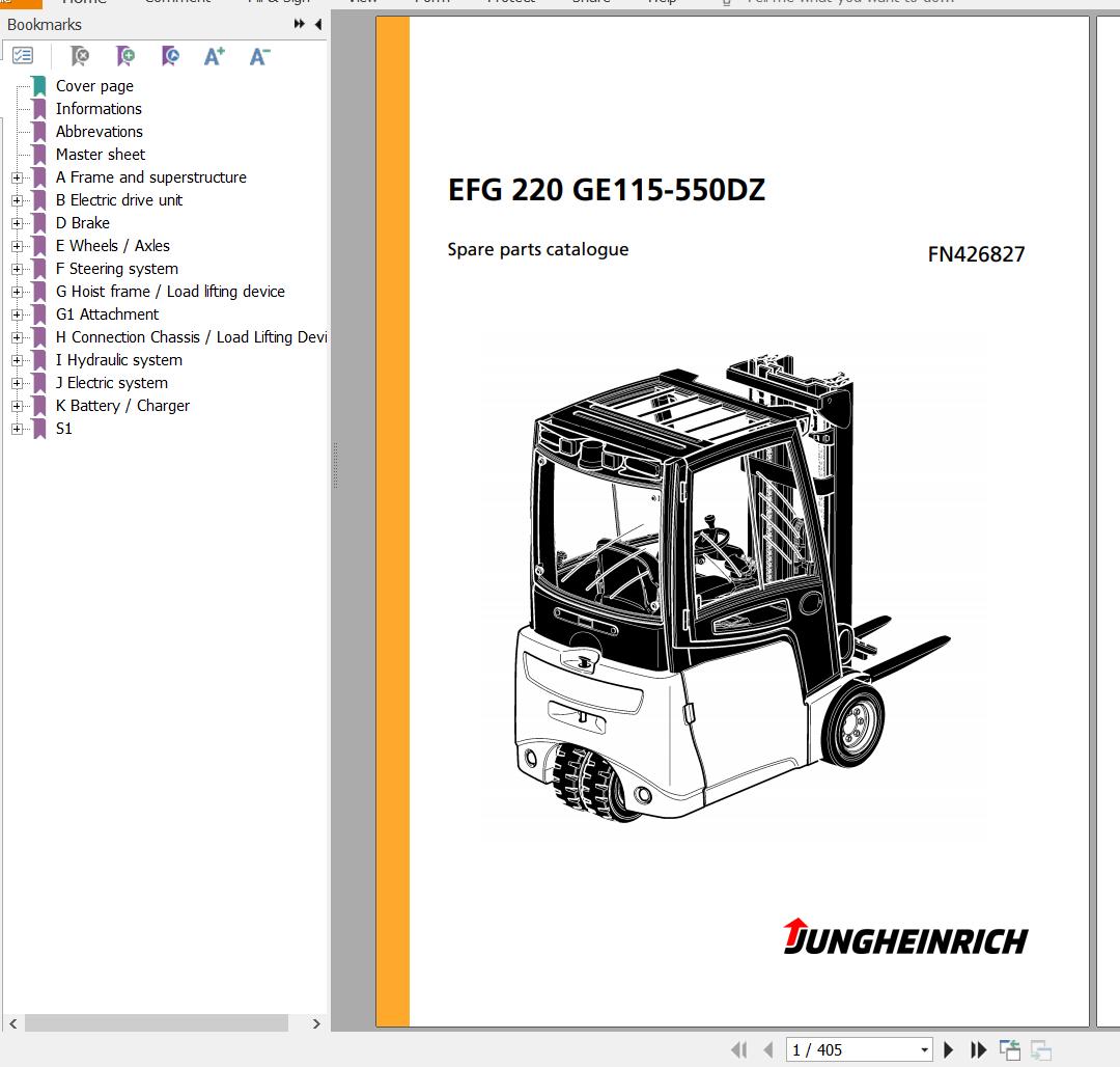 Jungheinrich Forklift EFG 220 GE115 550DZ Spare Parts Manual FN426827 1