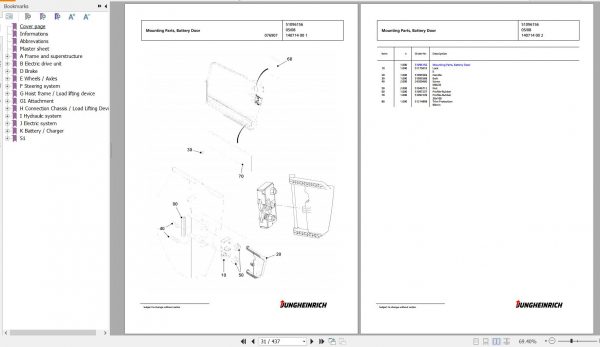Jungheinrich Forklift EFG 220 GE115 550DZ Spare Parts Manual FN427020 2
