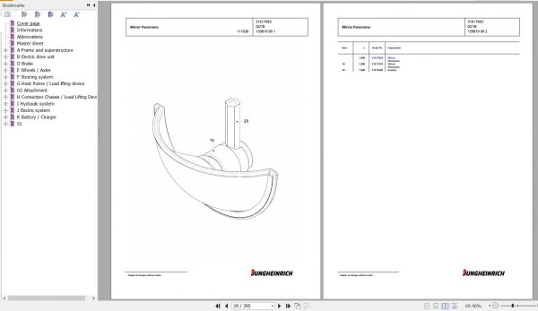 Jungheinrich Forklift EFG 220 GE115 600DZ Spare Parts Manual FN595568 2
