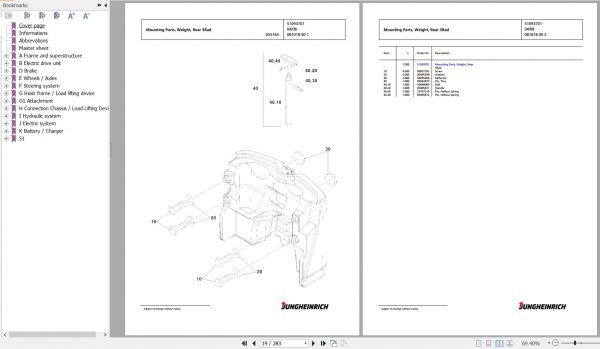 Jungheinrich Forklift EFG 220 GE115 650DZ Spare Parts Manual FN427319 2