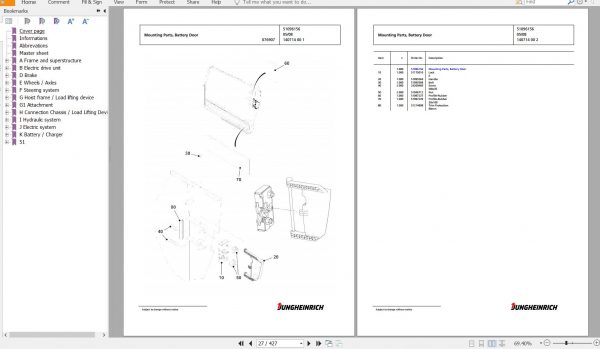 Jungheinrich Forklift EFG 220 GE120 500DZ Spare Parts Manual FN427212 2