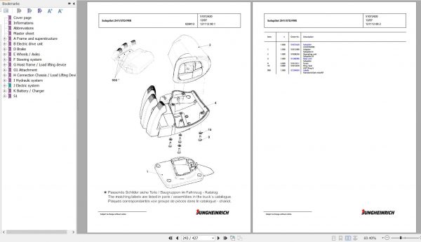 Jungheinrich Forklift EFG 220 GE120 500DZ Spare Parts Manual FN427212 3