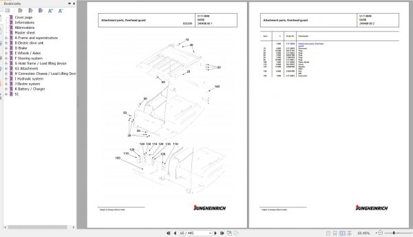 Jungheinrich Forklift EFG 316 GE120 300ZT Spare Parts Manual FN427019 2