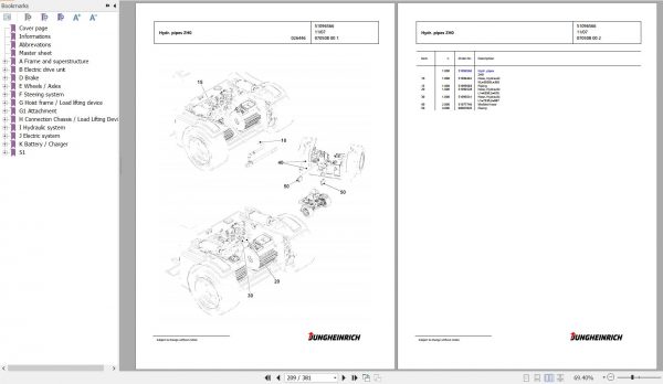 Jungheinrich Forklift EFG 316k G115 300ZT Spare Parts Manual FN427031 3