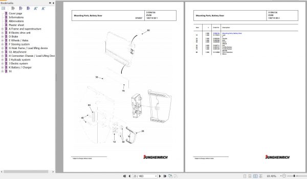 Jungheinrich Forklift EFG 316k G115 450DZ Spare Parts Manual FN427230 2