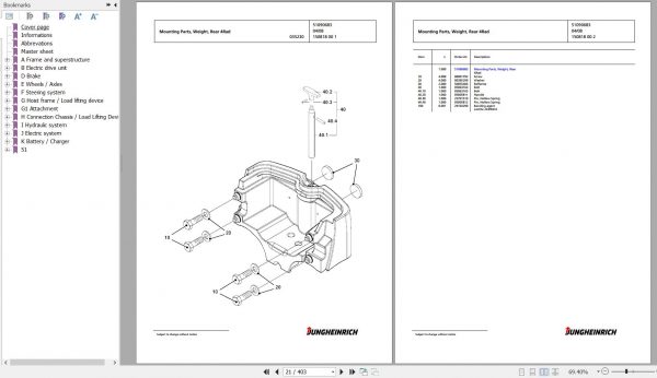 Jungheinrich Forklift EFG 316k G115 450DZ Spare Parts Manual FN427231 2