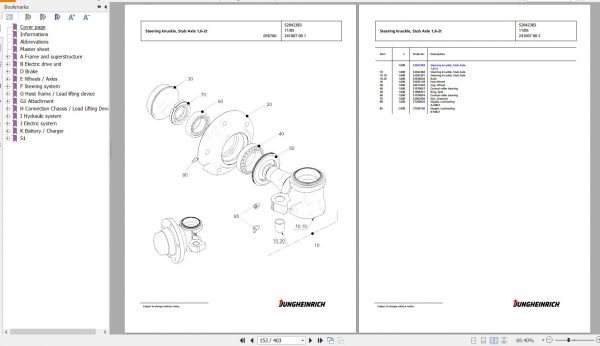 Jungheinrich Forklift EFG 316k G115 450DZ Spare Parts Manual FN427231 3