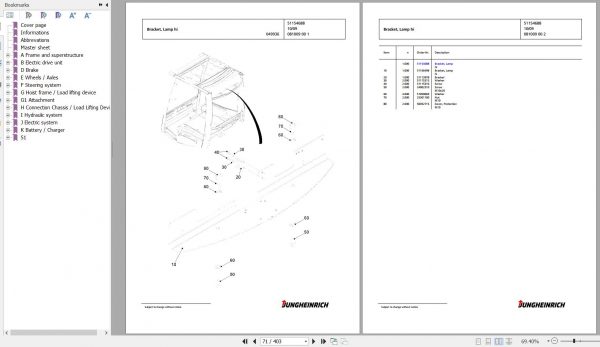 Jungheinrich Forklift EFG 316k G115 450DZ Spare Parts Manual FN427232 3
