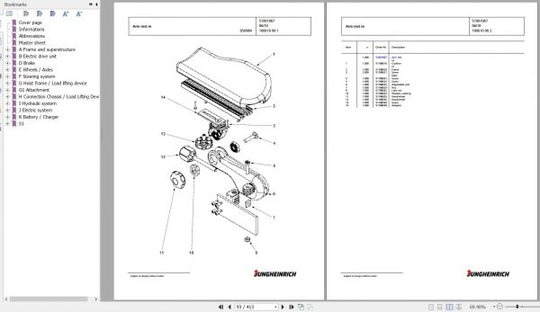 Jungheinrich Forklift EFG 316k G115 450DZ Spare Parts Manual FN427233 2