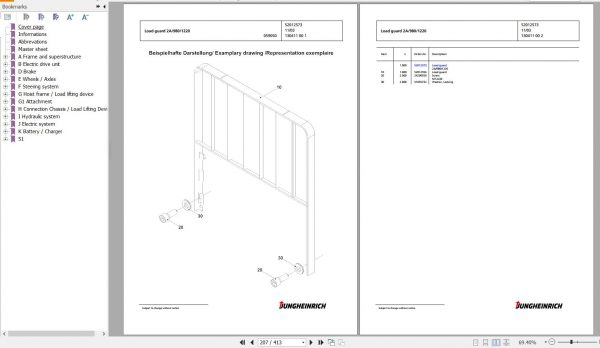 Jungheinrich Forklift EFG 316k G115 450DZ Spare Parts Manual FN427233 3