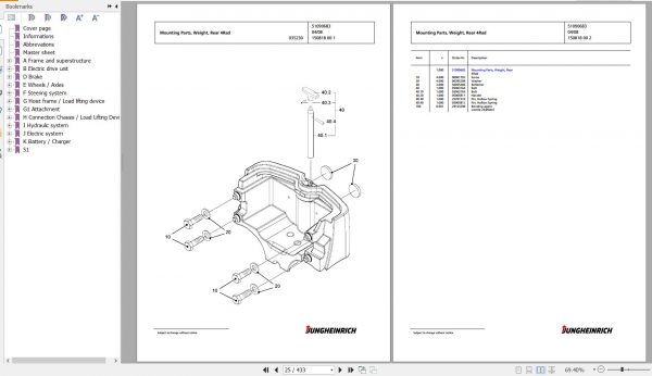 Jungheinrich Forklift EFG 316k GE100 400ZT Spare Parts Manual FN426927 2