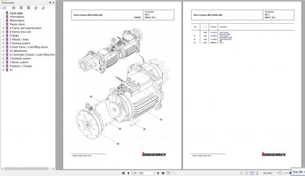Jungheinrich Forklift EFG 316k GE110 450DZ Spare Parts Manual FN427011 2