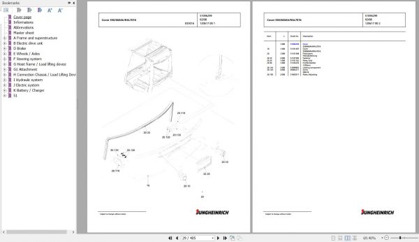 Jungheinrich Forklift EFG 316k GE115 450DZ Spare Parts Manual FN427208 2