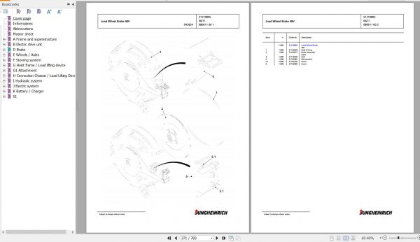 Jungheinrich Forklift EFG 316k GE115 600DZ Spare Parts Manual FN595587 3