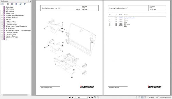 Jungheinrich Forklift EFG 318 GE115 600DZ Spare Parts Manual FN427061 2
