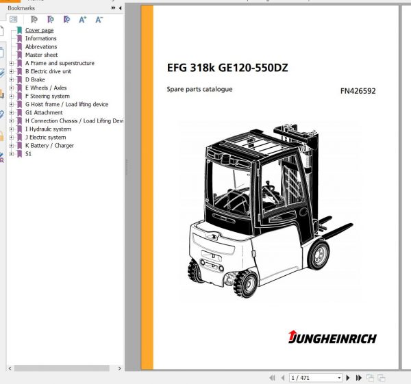 Jungheinrich Forklift EFG 318k GE120 550DZ Spare Parts Manual FN426592 1