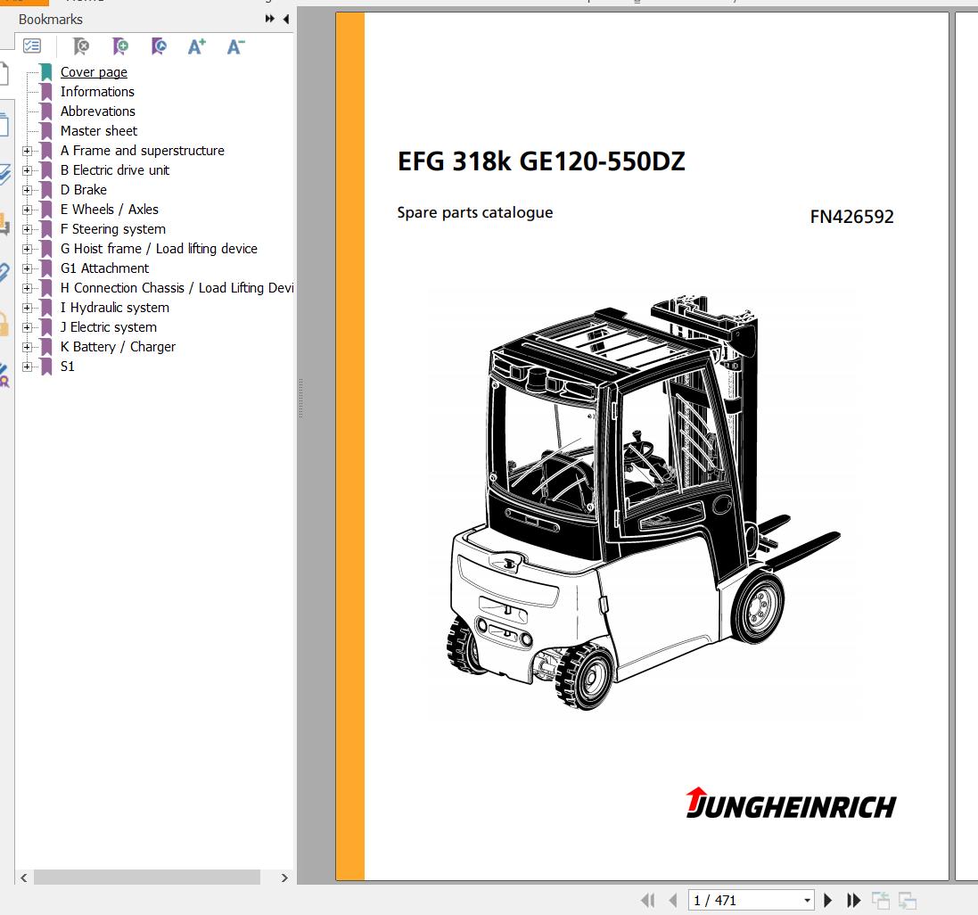 Jungheinrich Forklift EFG 318k GE120 550DZ Spare Parts Manual FN426592 1