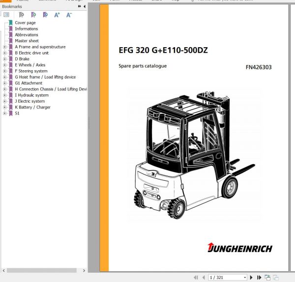 Jungheinrich Forklift EFG 320 G E110 500DZ Spare Parts Manual FN426303 1