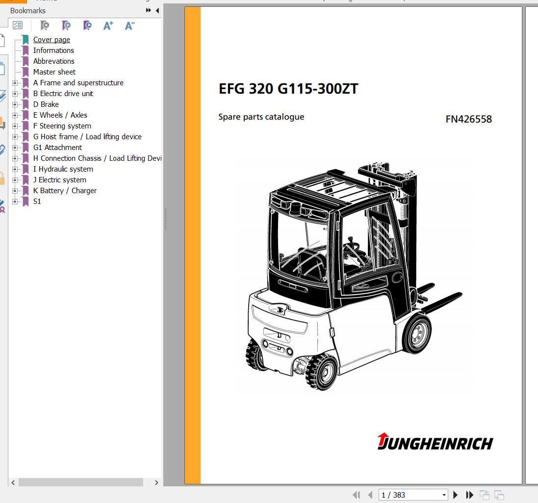 Jungheinrich Forklift EFG 320 G115 300ZT Spare Parts Manual FN426558 1