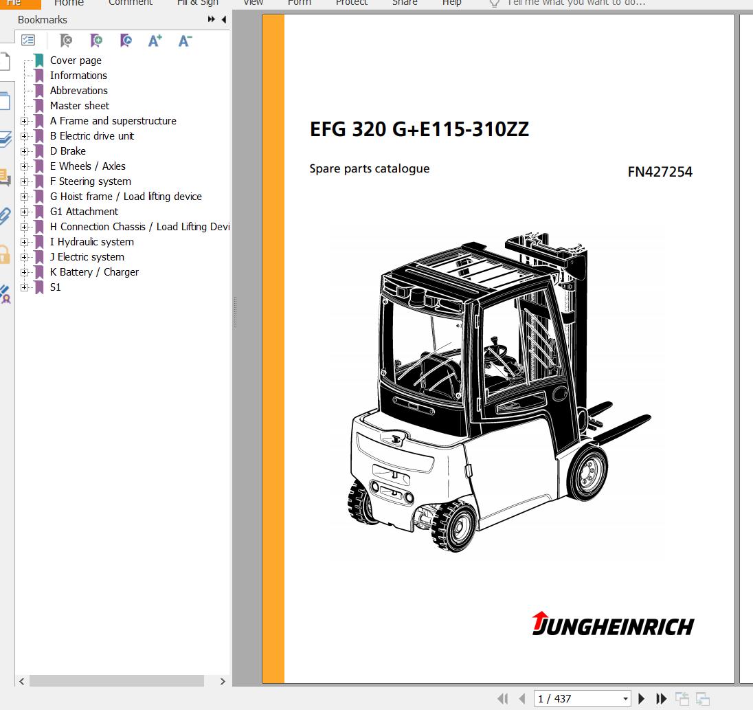Jungheinrich Forklift EFG 320 GE115 310ZZ Spare Parts Manual FN427254 1