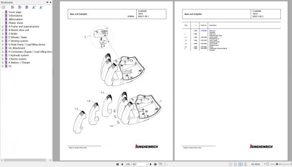 Jungheinrich Forklift EFG 320 GE115 330ZT Spare Parts Manual FN427252 3
