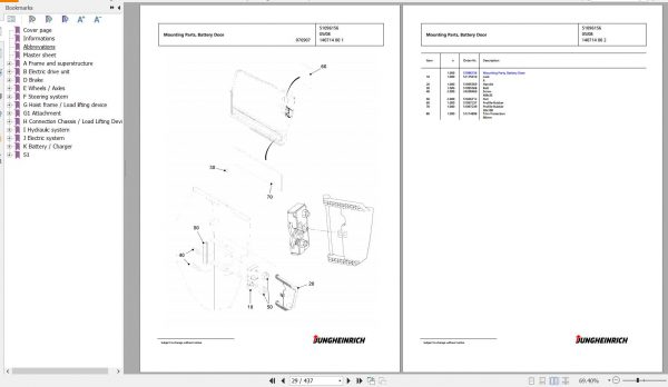 Jungheinrich Forklift EFG 320 GE115 450DZ Spare Parts Manual FN427219 2