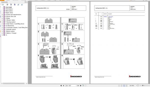 Jungheinrich Forklift EFG 320 GE115 450DZ Spare Parts Manual FN427219 3