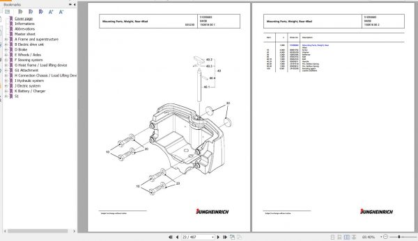 Jungheinrich Forklift EFG 320 GE115 480DZ Spare Parts Manual FN427111 2