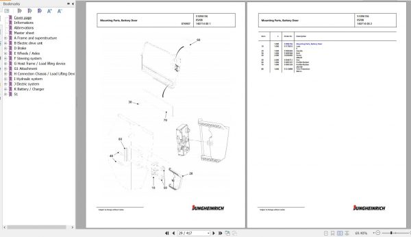 Jungheinrich Forklift EFG 320 GE115 500DZ Spare Parts Manual FN427113 2