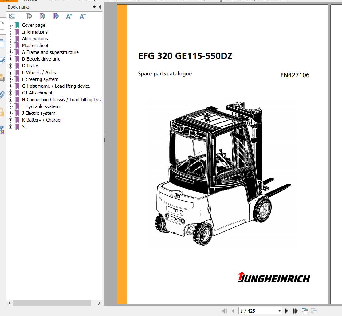 Jungheinrich Forklift EFG 320 GE115 550DZ Spare Parts Manual FN427106 1
