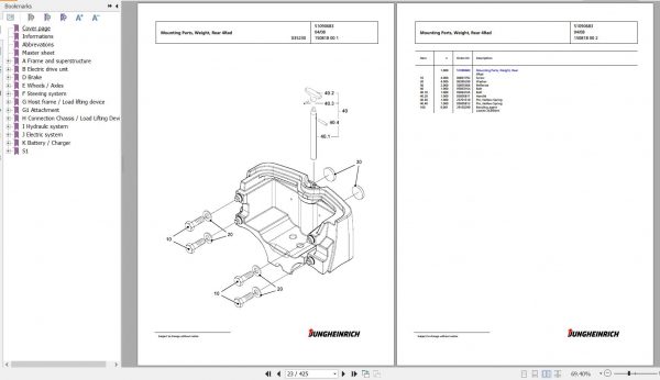 Jungheinrich Forklift EFG 320 GE115 550DZ Spare Parts Manual FN427107 2