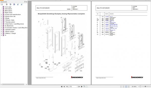 Jungheinrich Forklift EFG 320 GE120 370ZT Spare Parts Manual FN595589 3