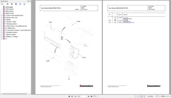 Jungheinrich Forklift EFG 320 GE150 450DZ Spare Parts Manual FN427292 2
